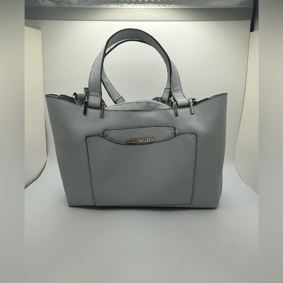 Steve Madden Handbags - Steve Madden Women’s Bparker  Light Gray  Faux Leather Tote Purse Satchel OS